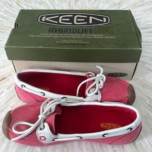 NWT Keen women’s Catalina Boat Shoe in red and white size 7